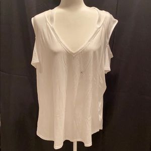 White cold shoulder top